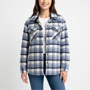 NWT SAGE Collective Thick Blue and White Plaid Jacket |  Size Small
